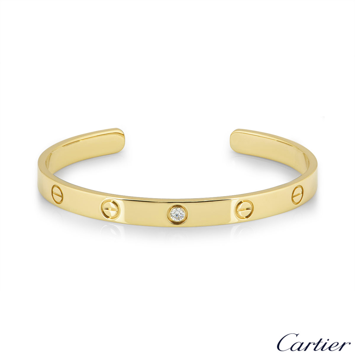 Cartier Yellow Gold Diamond Love Cuff Bracelet Size 19 B6029819 | Rich ...